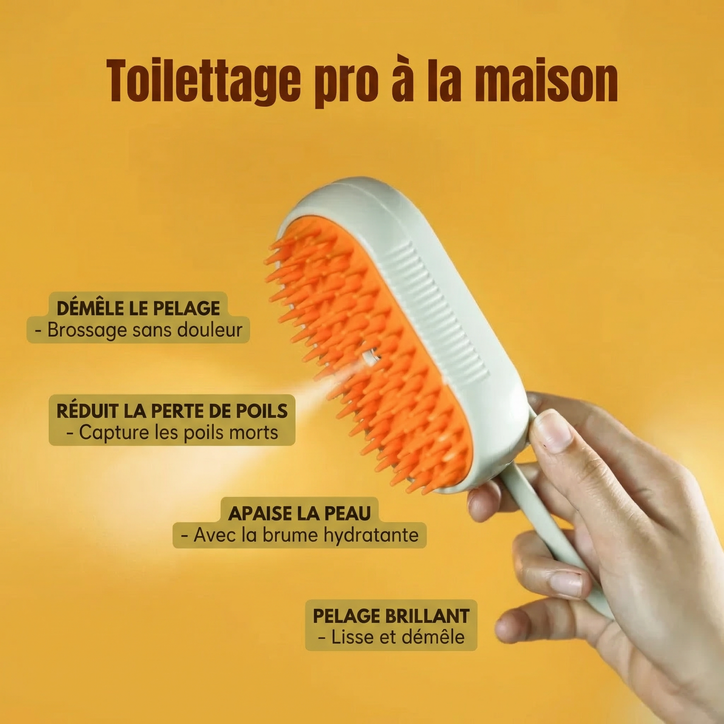 Mew Brush - Brosse Vapeur pour Chats & Chiens
