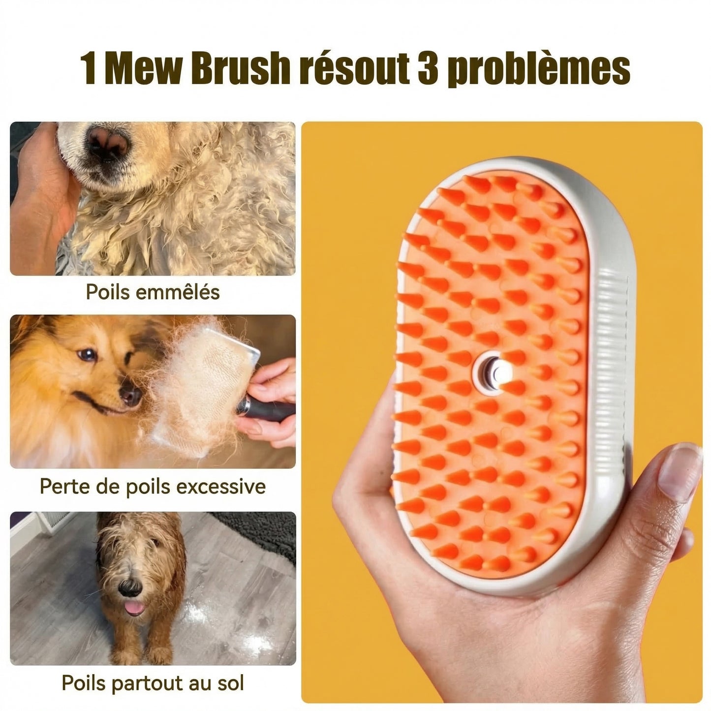 Mew Brush - Brosse Vapeur pour Chats & Chiens