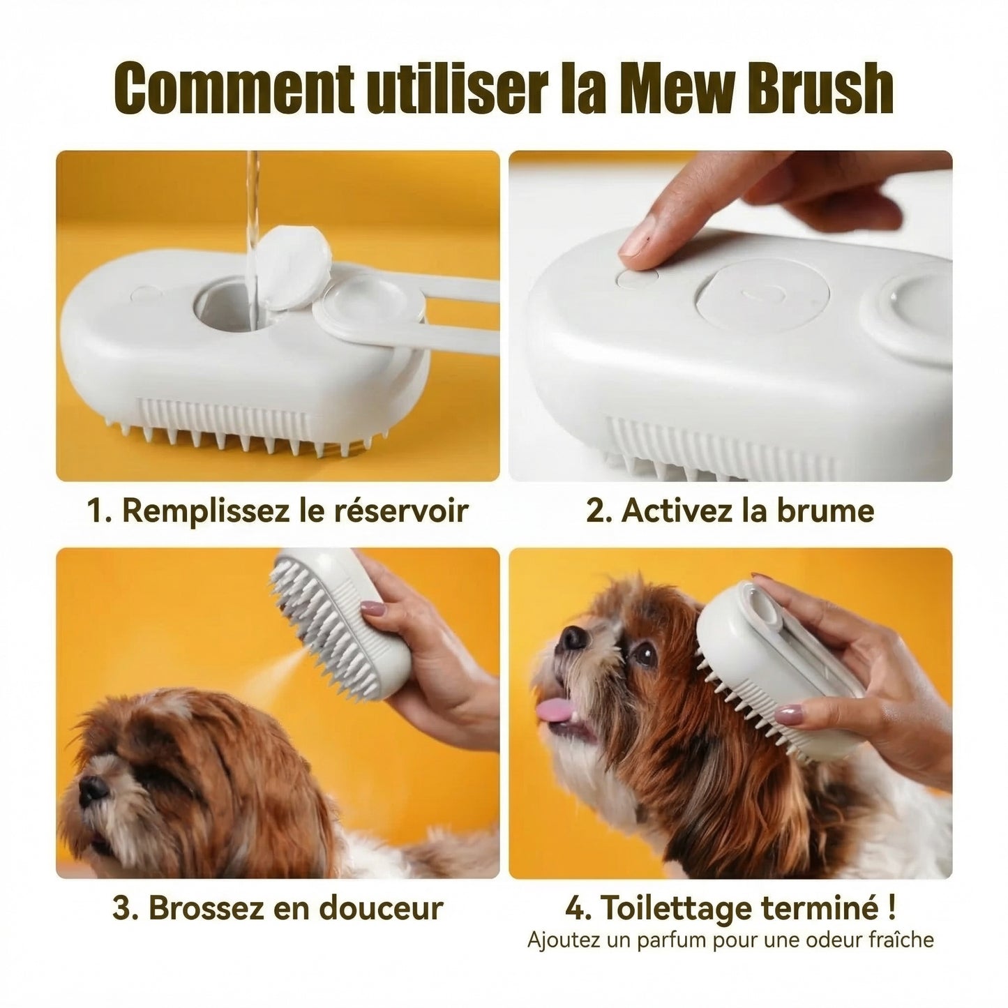 Mew Brush - Brosse Vapeur pour Chats & Chiens