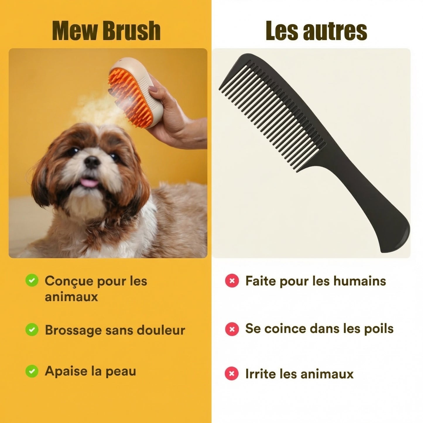 Mew Brush - Brosse Vapeur pour Chats & Chiens